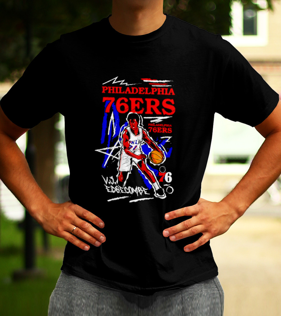 Philadelphia 76ers VJ Edgecombe Chalked Up Player Name Number 6 T-Shirt