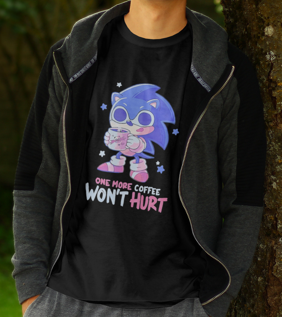 Sonic Hedgehog One More Coffee Won't Hurt Cartoon T-Shirt
