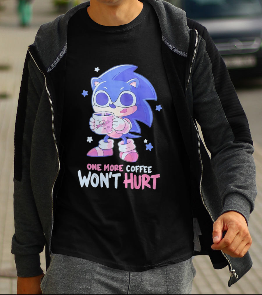 Sonic Hedgehog One More Coffee Won't Hurt Cartoon T-Shirt