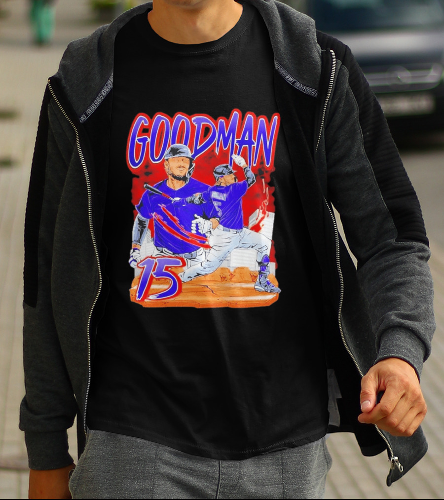 Goodman Baseball Action And Number 15 Illustration Euphoria Rise T-Shirt