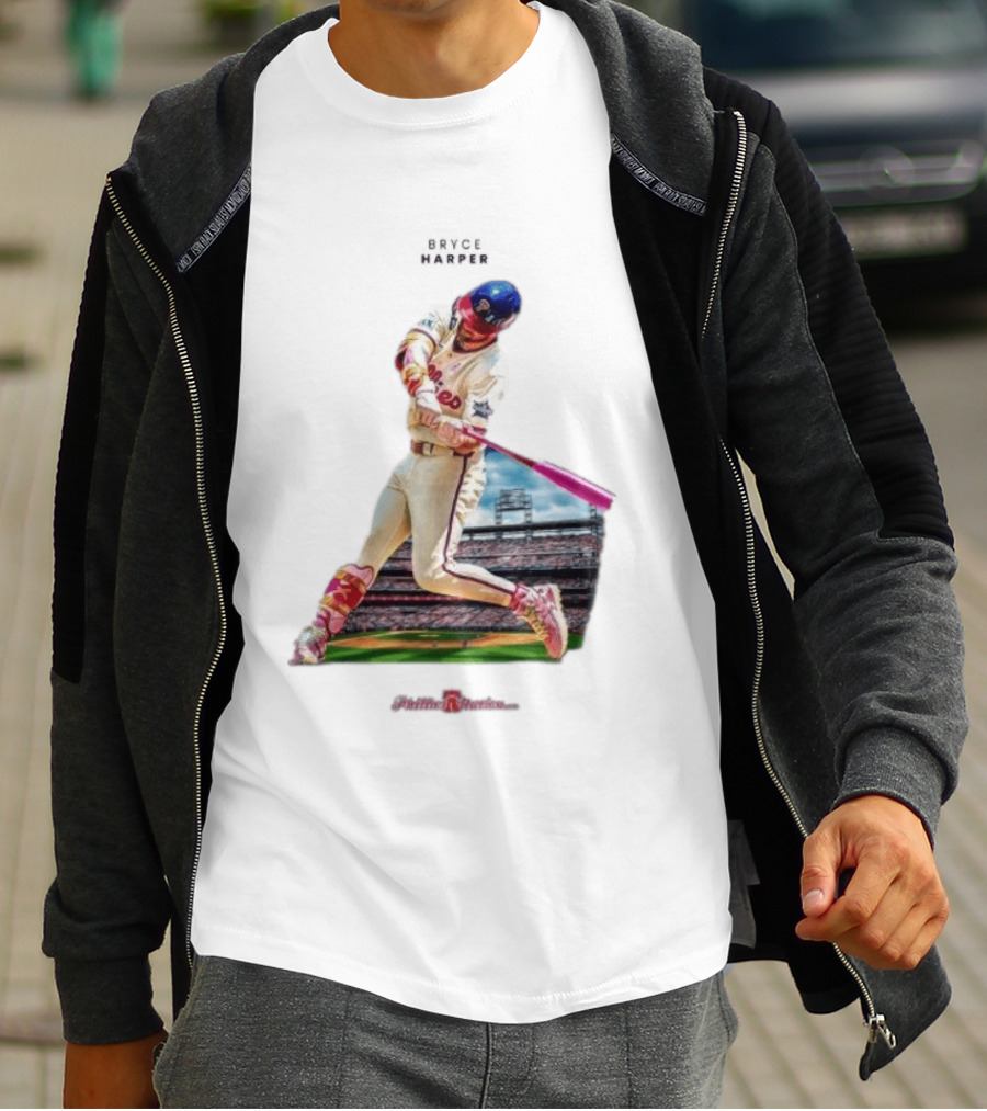 Bryce Harper Philadelphia Phillies Baseball Action Stadium Scene T-Shirt