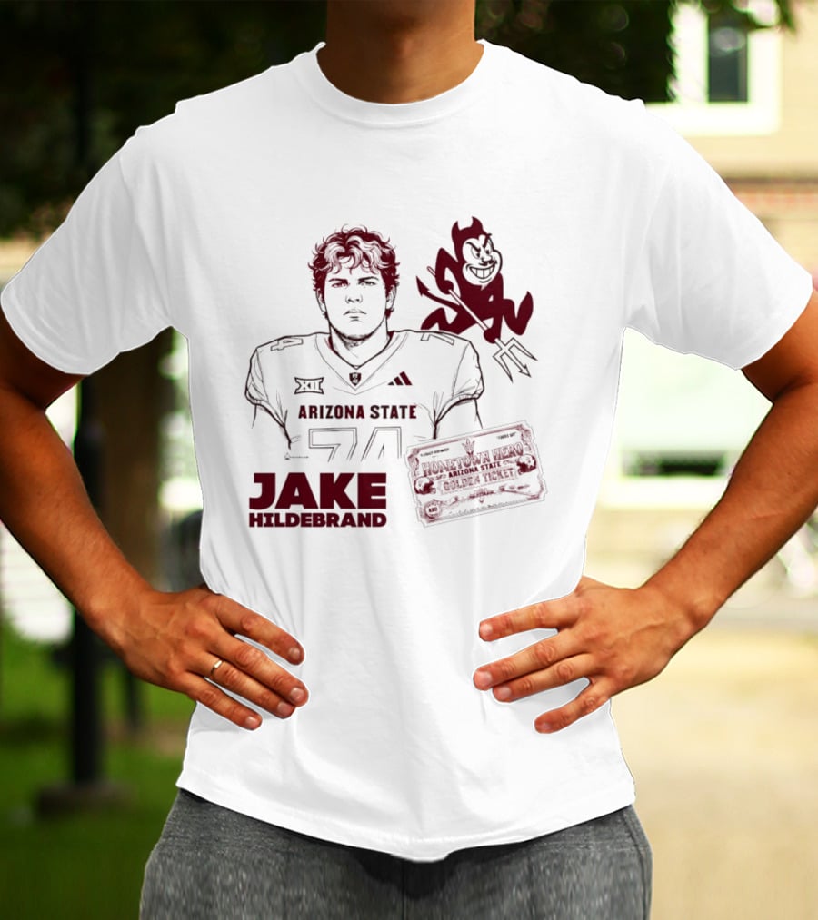 Jake Hildebrand Arizona State Sun Devils Football 74 Hometown Hero Golden Ticket T-Shirt