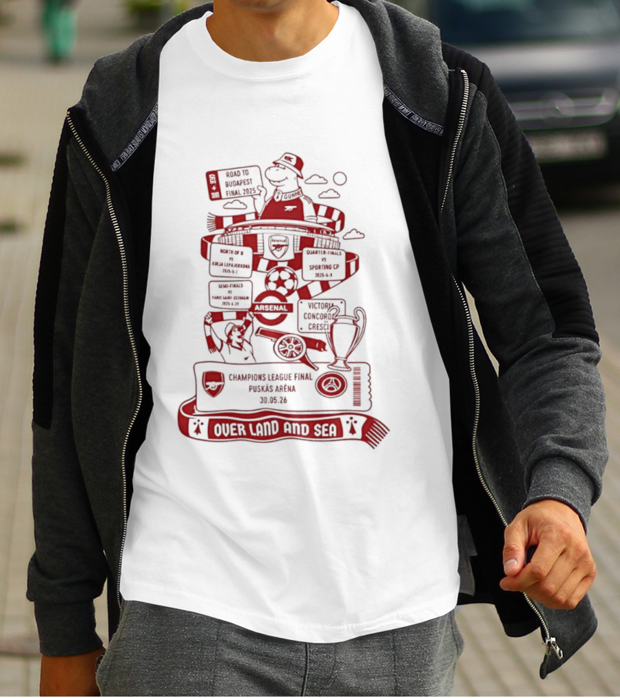 Puskás Aréna League Final Over Land And Sea Iconic Football T-Shirt