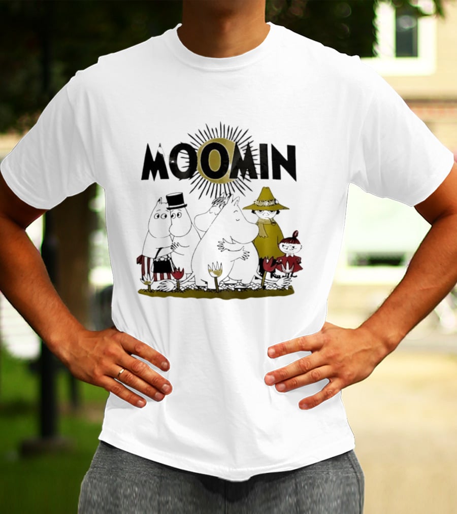 Moomin Family In Sunshine Cartoon Gathering T-Shirt