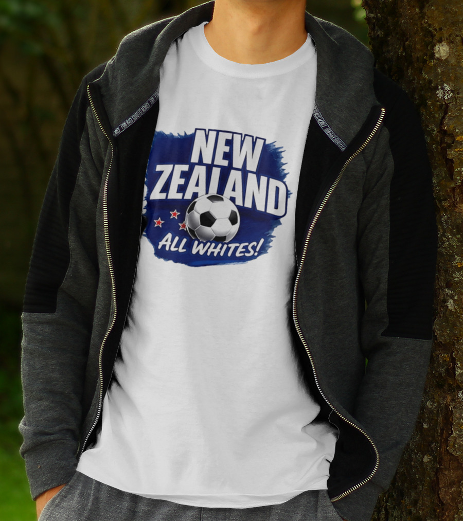 New Zealand All Whites Soccer Team Stars And Ball T-Shirt