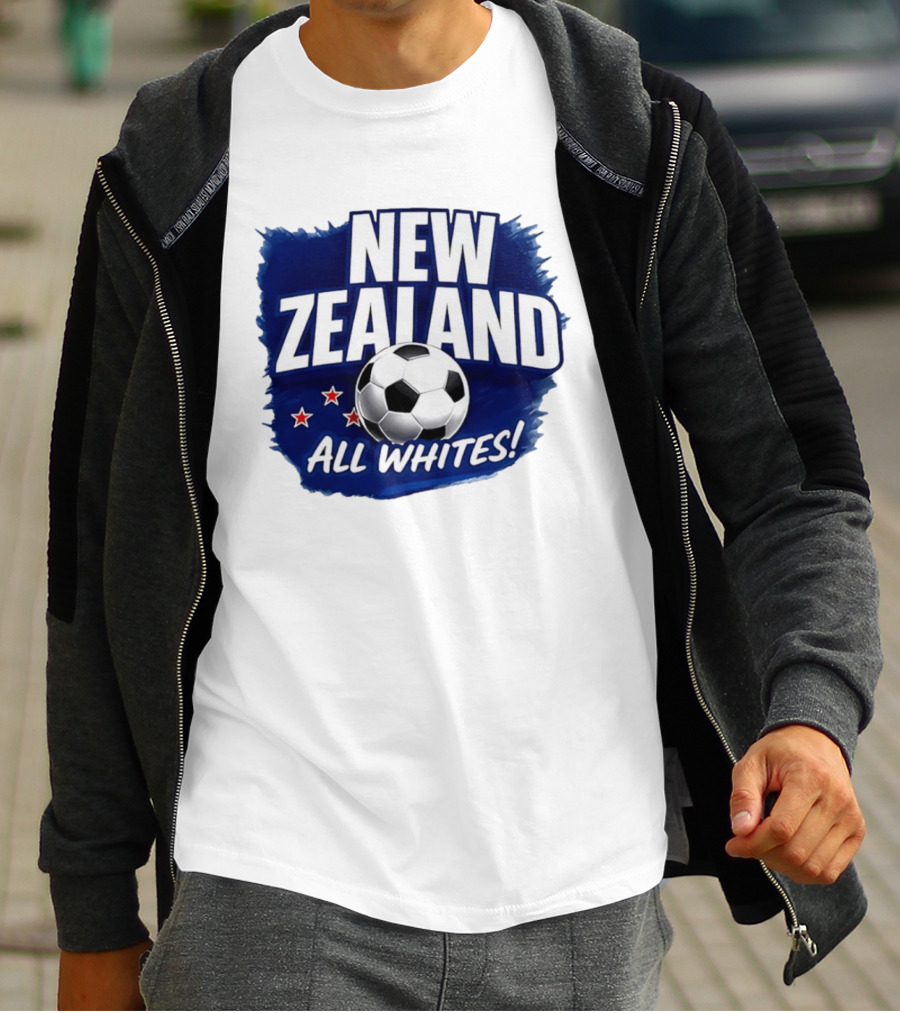 New Zealand All Whites Soccer Team Stars And Ball T-Shirt