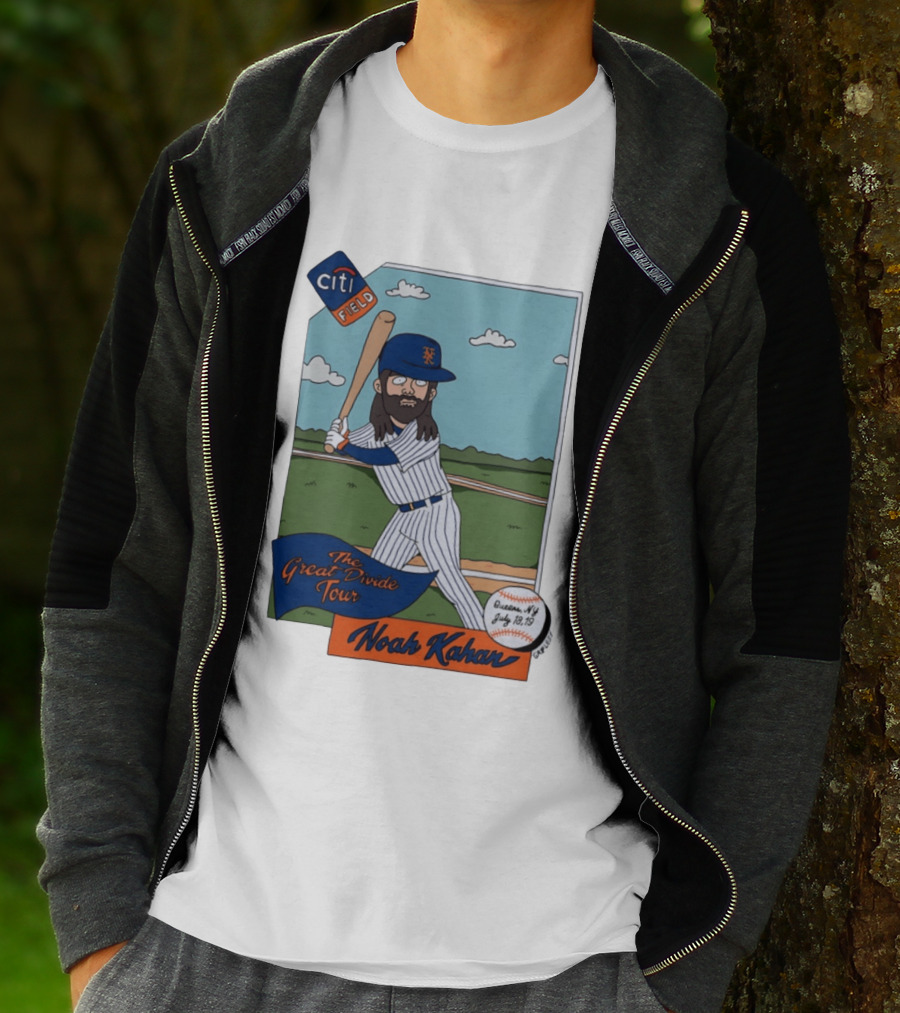 Noah Kahan The Great Divide Tour Citi Field New York Mets Cartoon Baseball July 18 19 T-Shirt