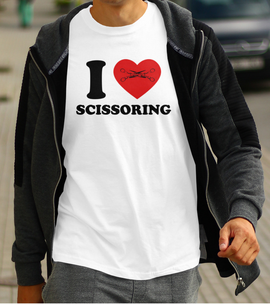 I Love Scissoring Heart With Crossed Scissors T-Shirt