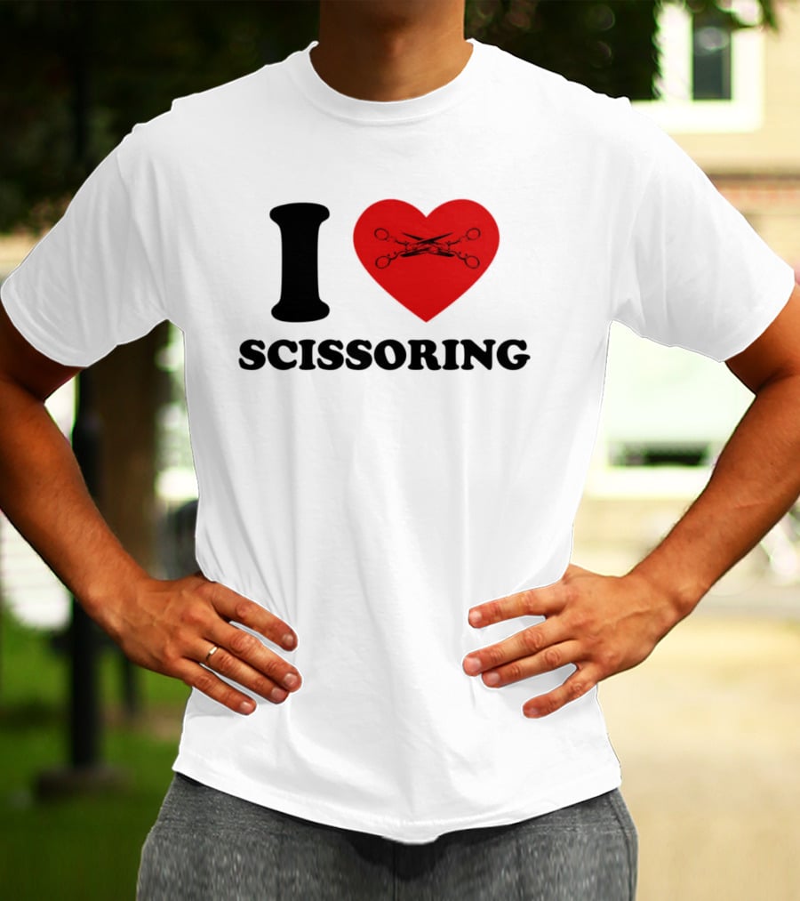 I Love Scissoring Heart With Crossed Scissors T-Shirt