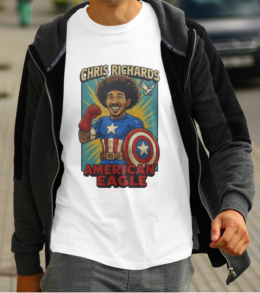 Chris Richards American Eagle Captain Star Shield Superhero T-Shirt