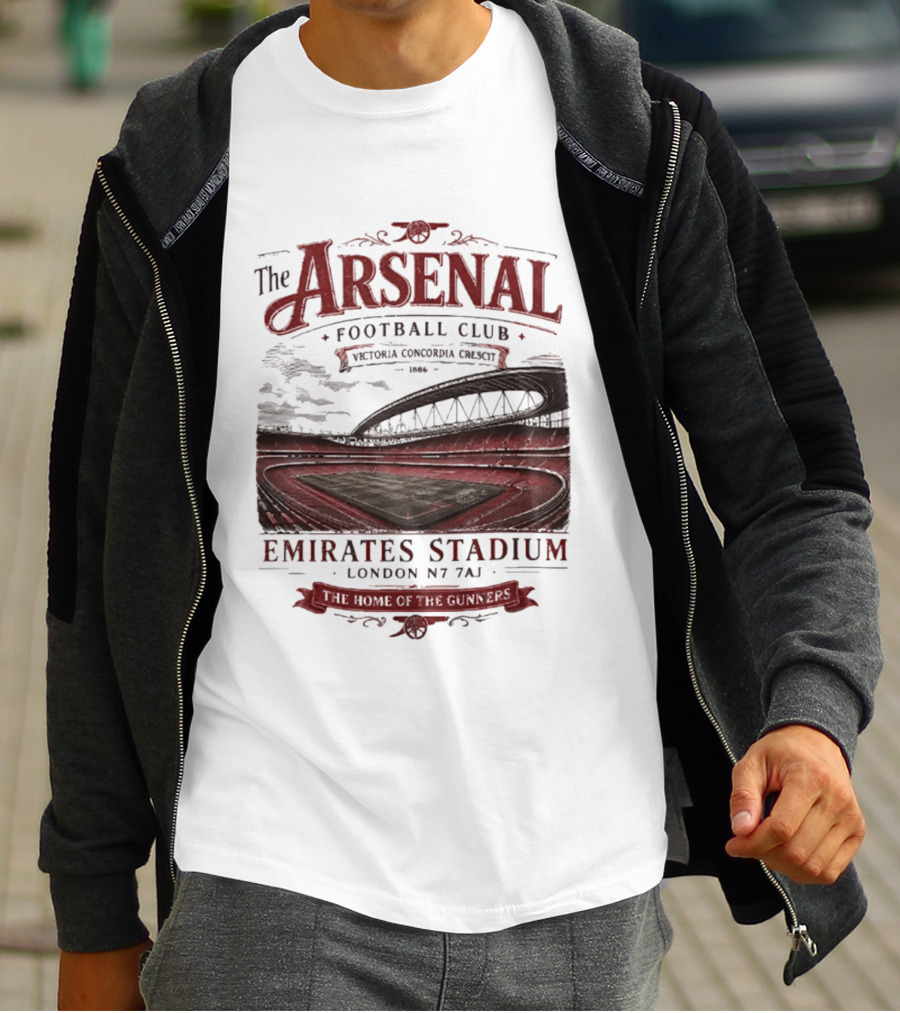 Arsenal Football Club Emirates Stadium London N7 7AJ Victoria Concordia Crescit Established 1886 Home Of The Gunners T-Shirt
