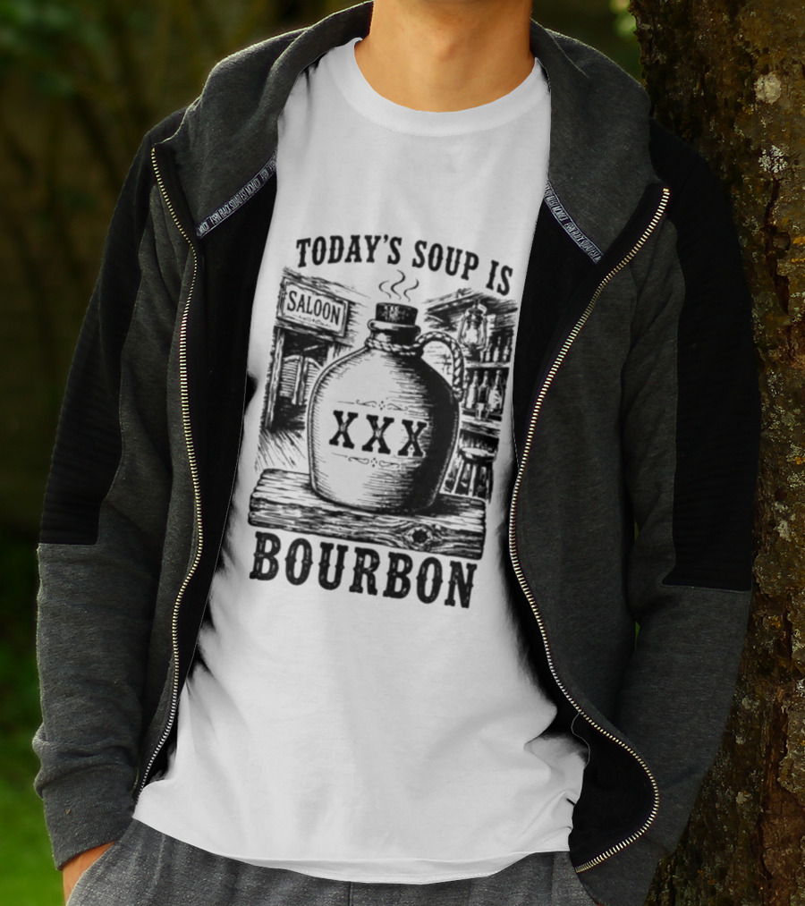 Today's Soup Is Saloon XXX Bourbon Vintage Western Barrel T-Shirt