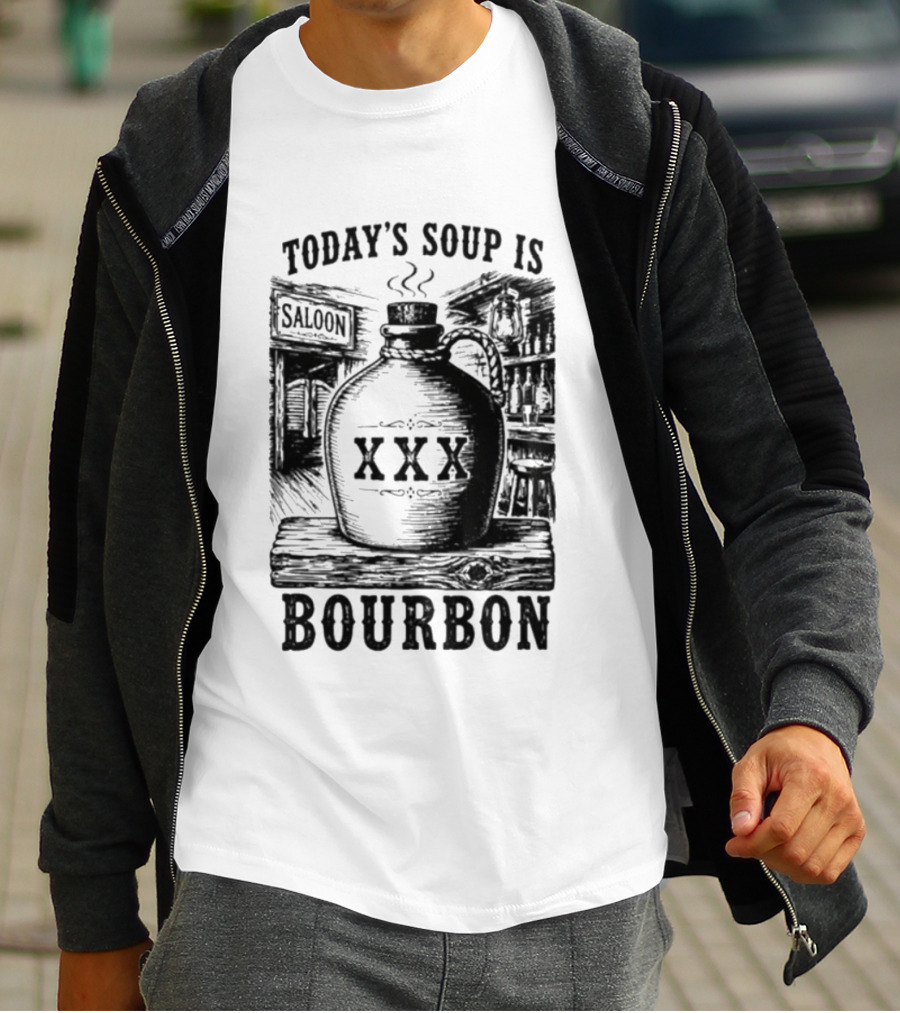 Today's Soup Is Saloon XXX Bourbon Vintage Western Barrel T-Shirt