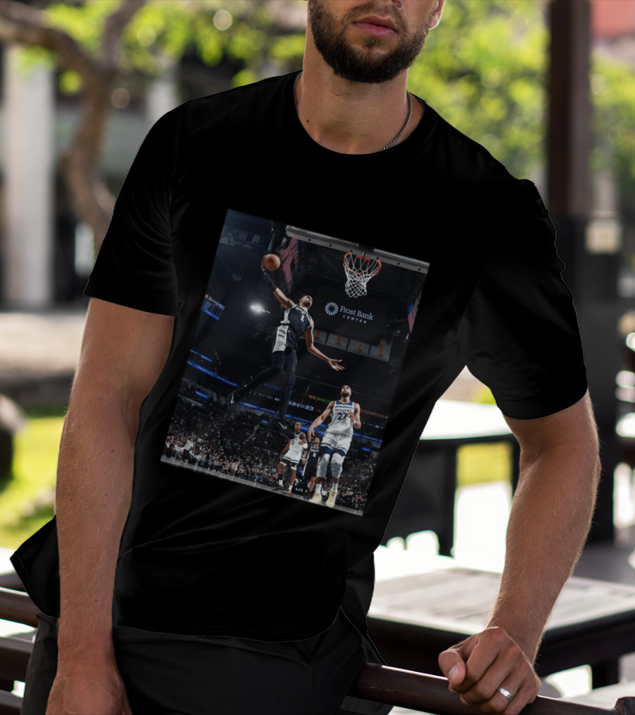 Victor Wembanyama Dunk Spurs Vs Timberwolves Frost Bank Center T-Shirt