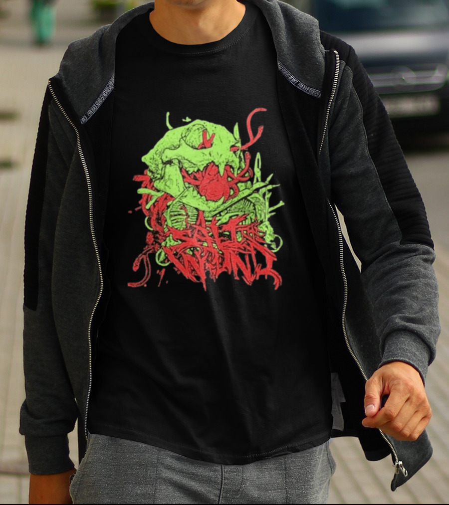 Boot And Annoy Skull Acid Green Red T-Shirt