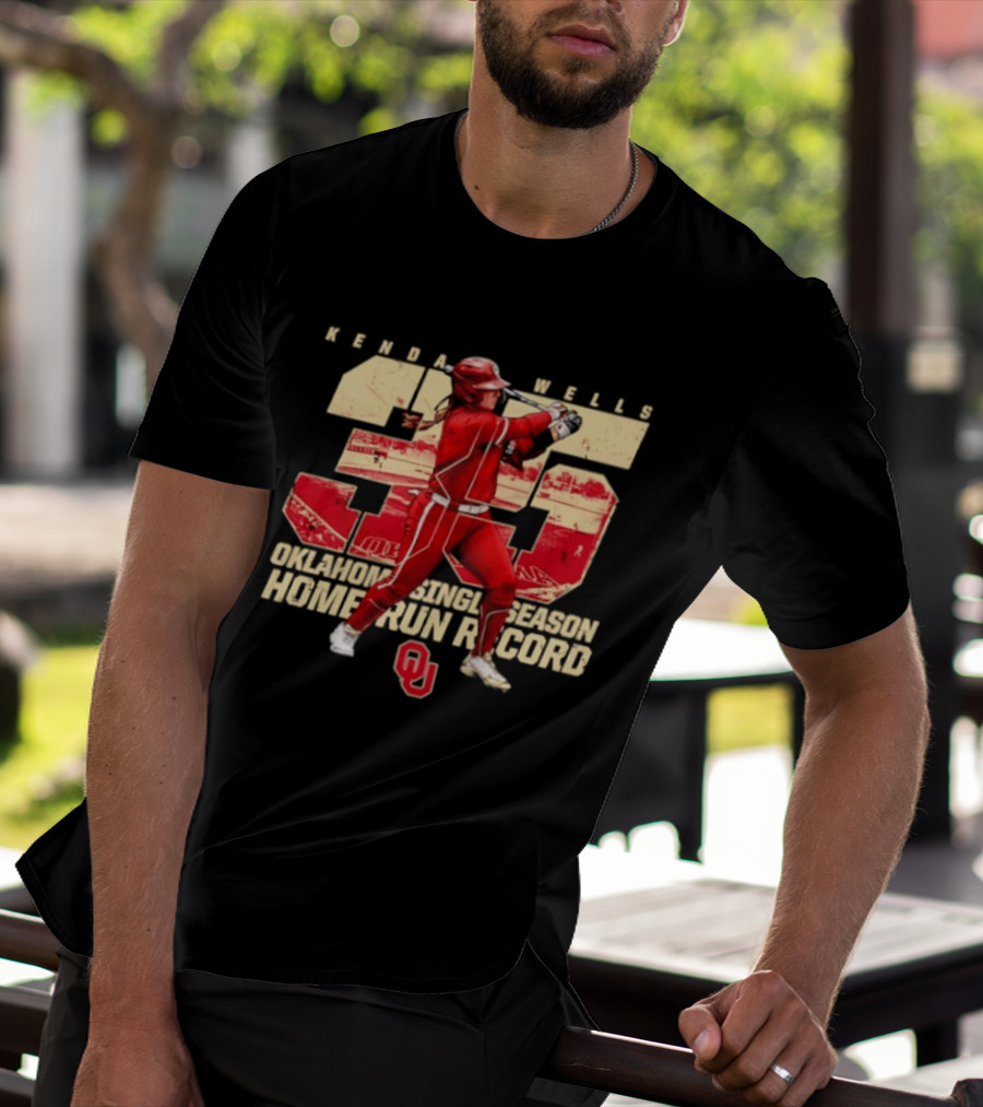 Kendall Wells 35 Oklahoma Single Season Home Run Record OU T-Shirt