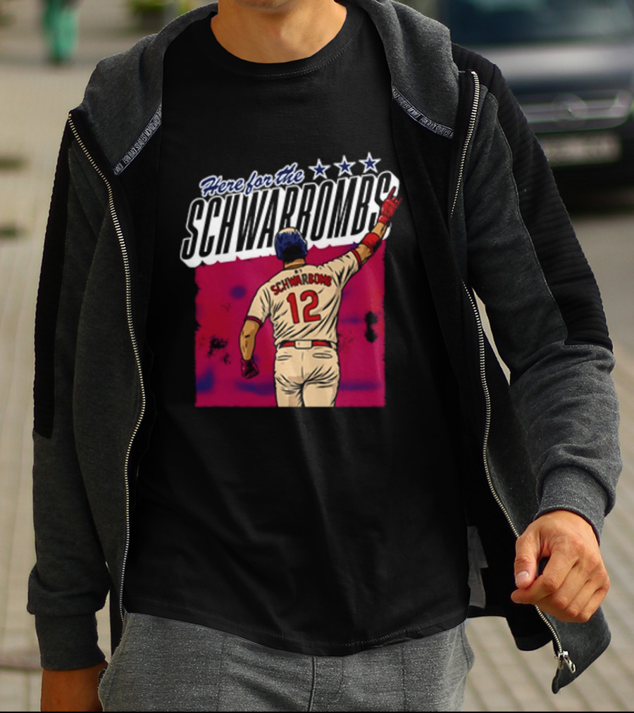 Here For The Schwarbombs Kyle Schwarber 12 Baseball T-Shirt