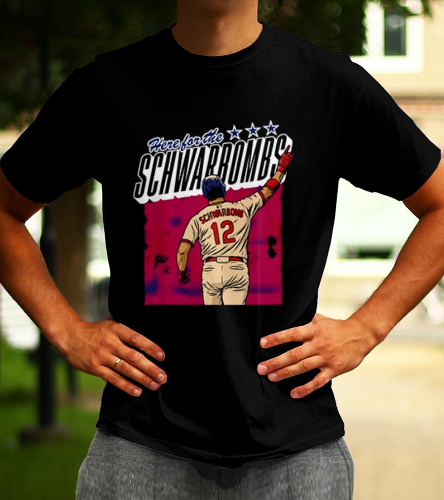 Here For The Schwarbombs Kyle Schwarber 12 Baseball T-Shirt