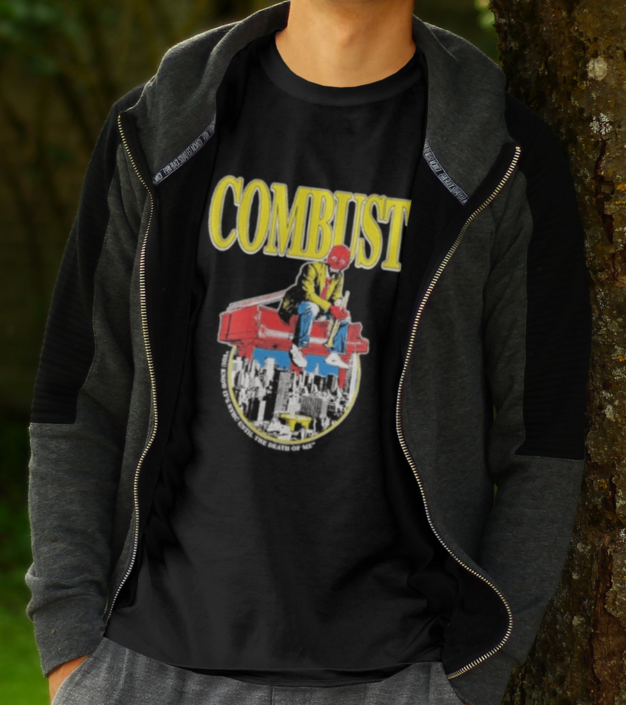 Combust Brooklyn Music Hall Of Williamsburg May 15 2026 Iconic Cityscape And Surreal Red Face T-Shirt