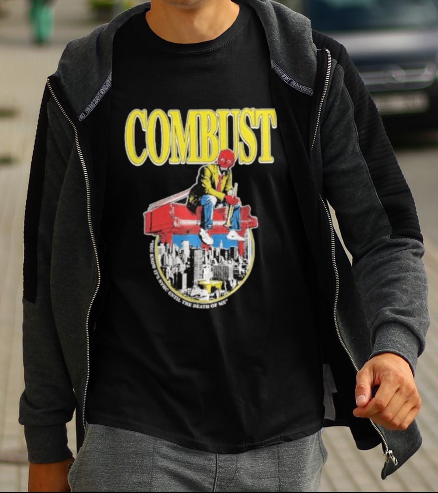 Combust Brooklyn Music Hall Of Williamsburg May 15 2026 Iconic Cityscape And Surreal Red Face T-Shirt