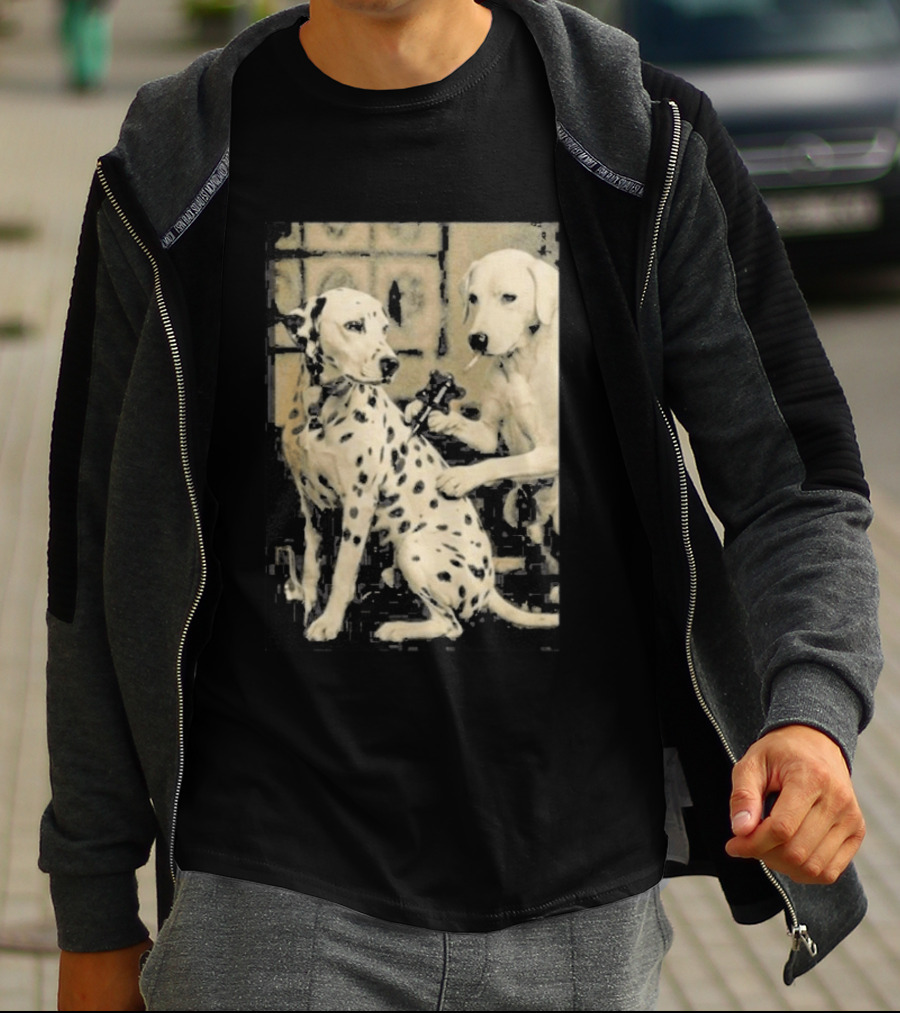 Dalmatian Dog Tattoo Artist Black And White Humor T-Shirt