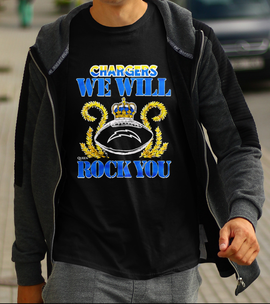 Chargers We Will Rock You Queen 2026 Football Crown Laurel T-Shirt