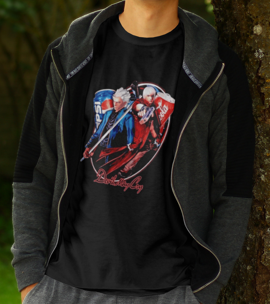 Devil May Cry Dante Vergil Pepsi Coca Cola Drink Battle T-Shirt