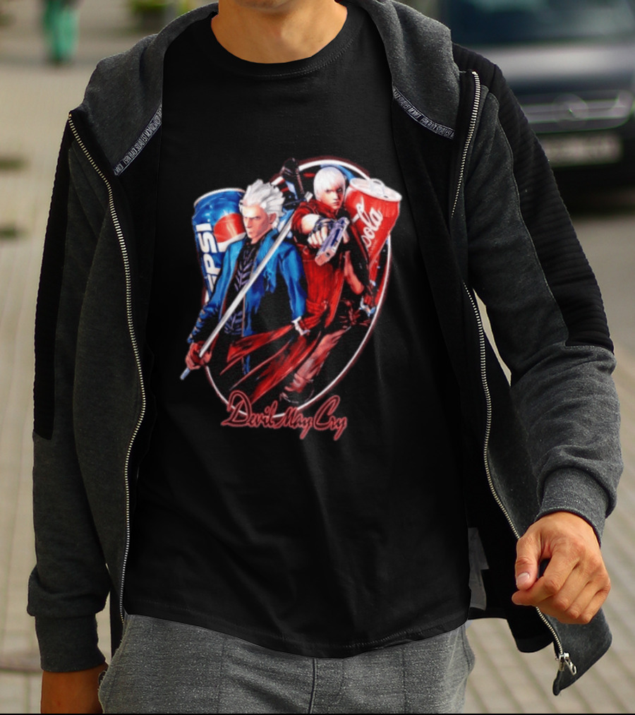 Devil May Cry Dante Vergil Pepsi Coca Cola Drink Battle T-Shirt
