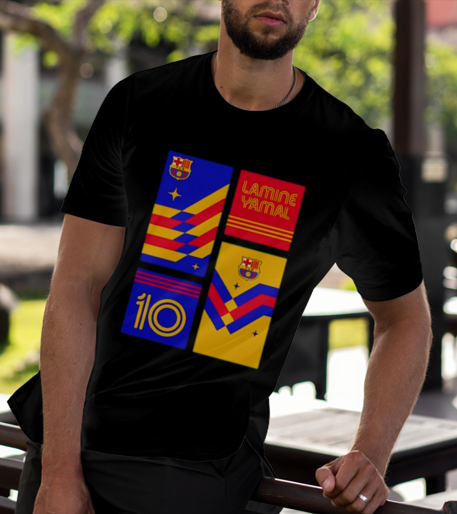 FC Barcelona Lamine Yamal 10 Vibes With Team Colors And Crest T-Shirt