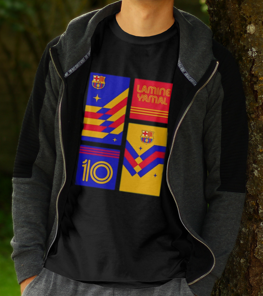 FC Barcelona Lamine Yamal 10 Vibes With Team Colors And Crest T-Shirt