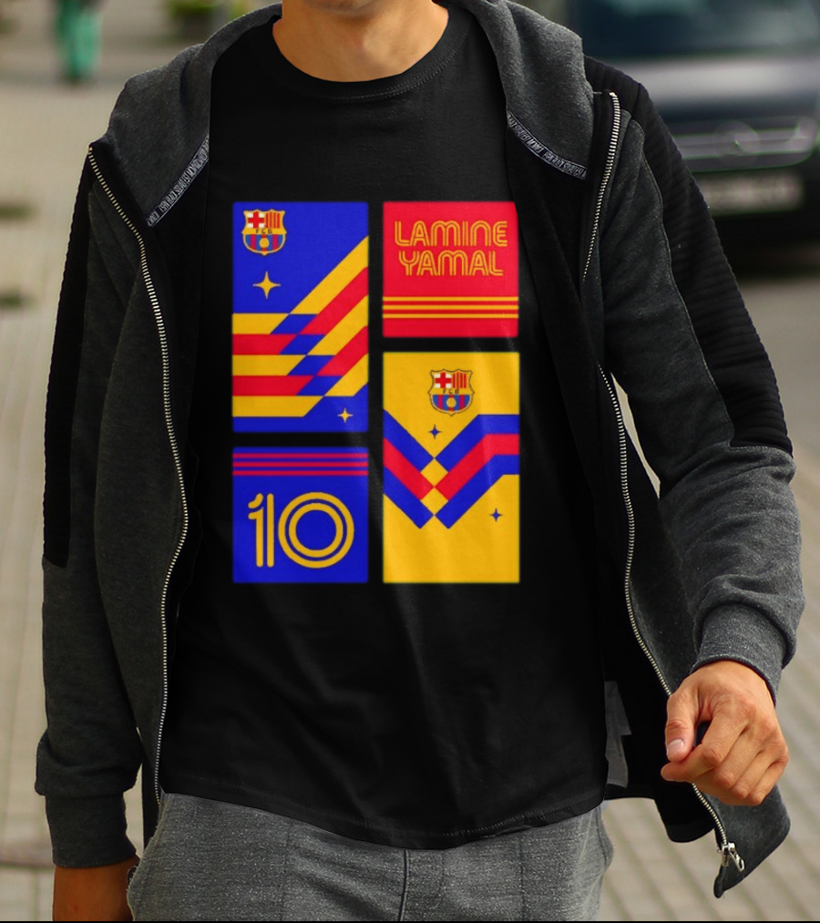 FC Barcelona Lamine Yamal 10 Vibes With Team Colors And Crest T-Shirt