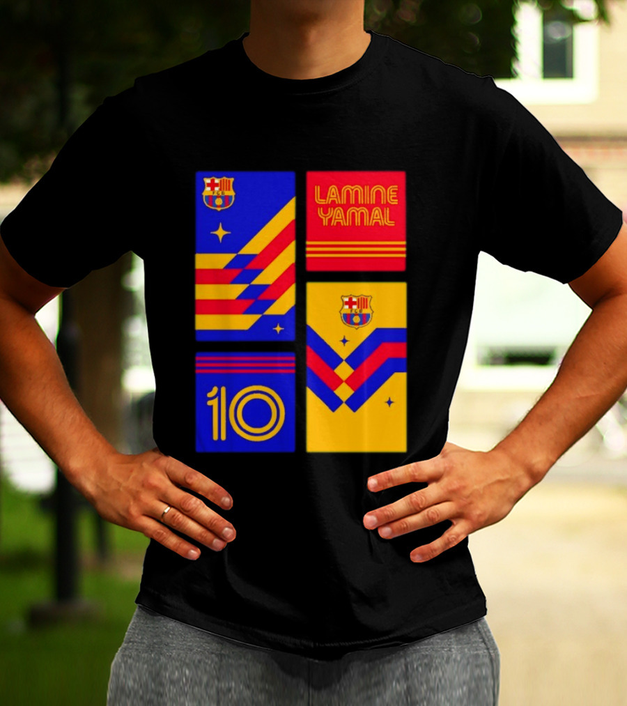 FC Barcelona Lamine Yamal 10 Vibes With Team Colors And Crest T-Shirt