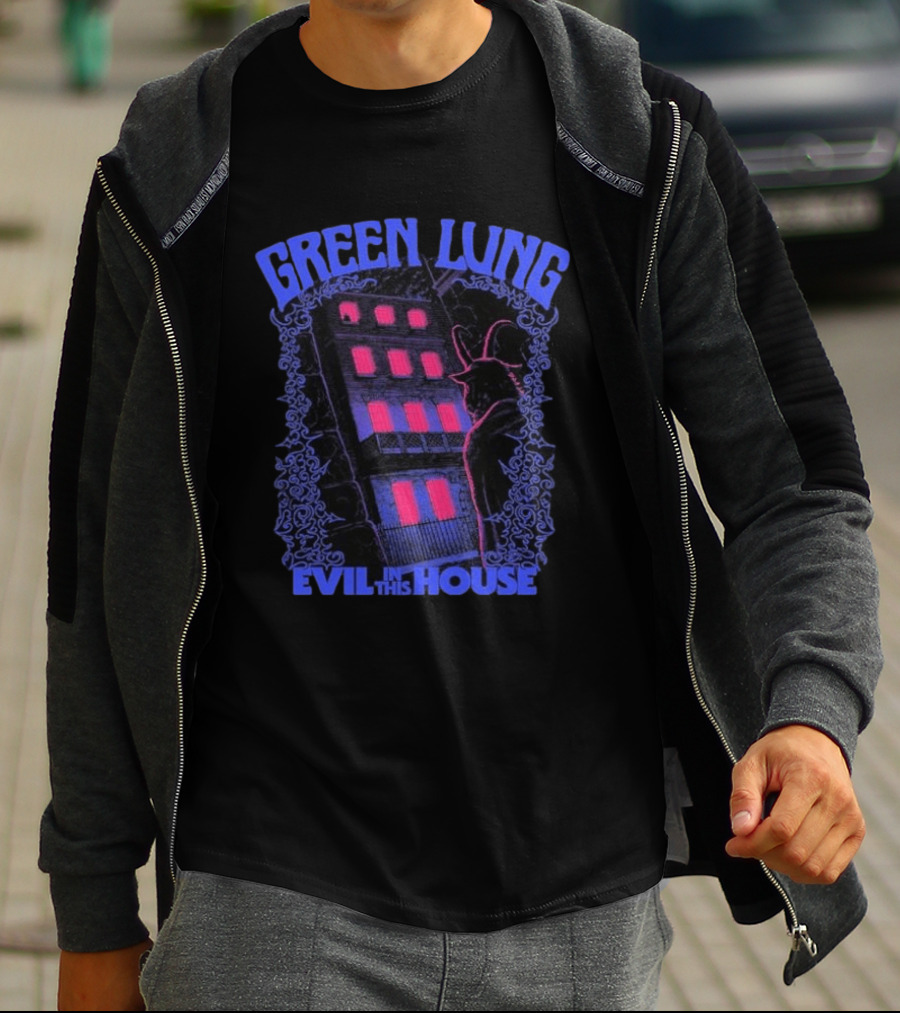 Green Lung Necropolitan Exclusive Evil In This House Haunted Building And Creature T-Shirt
