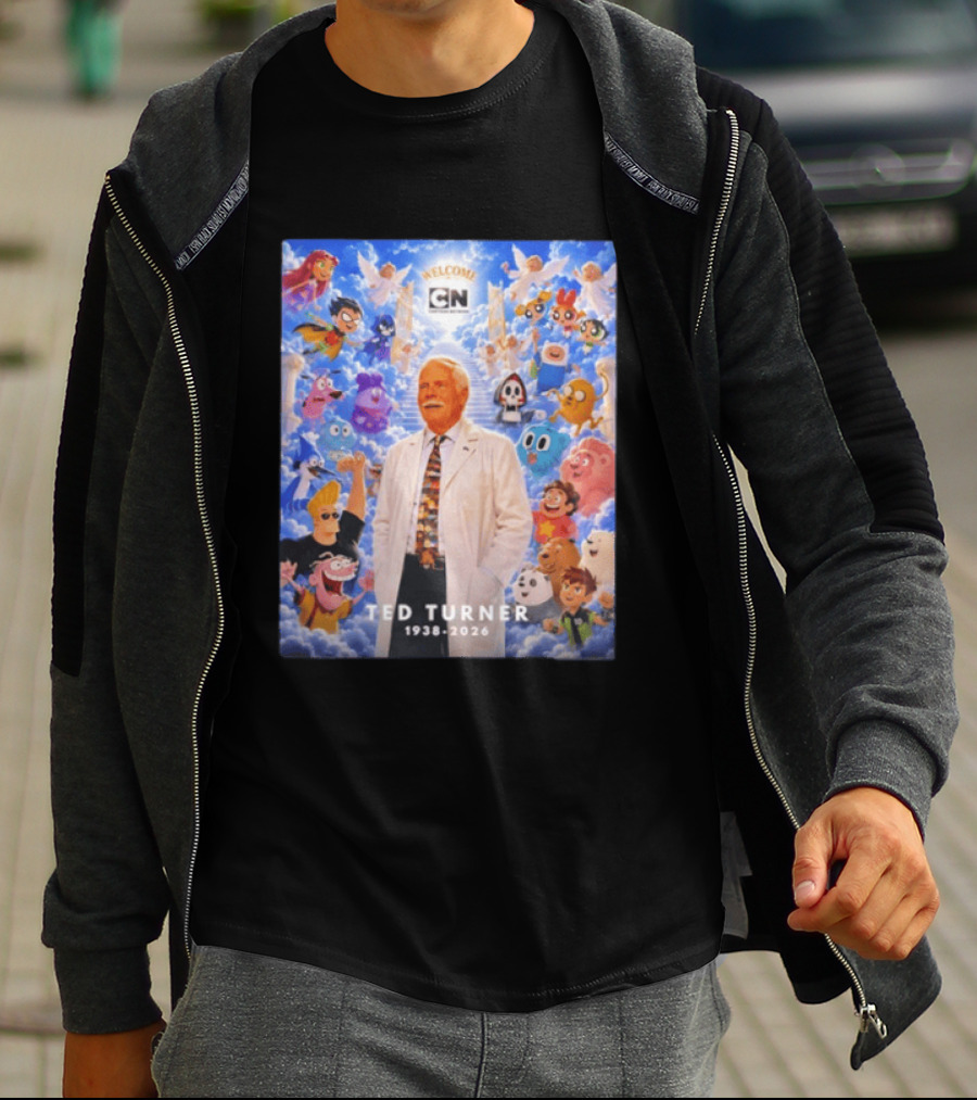 Welcome Cartoon Network Ted Turner 1938 2026 Characters Heaven T-Shirt