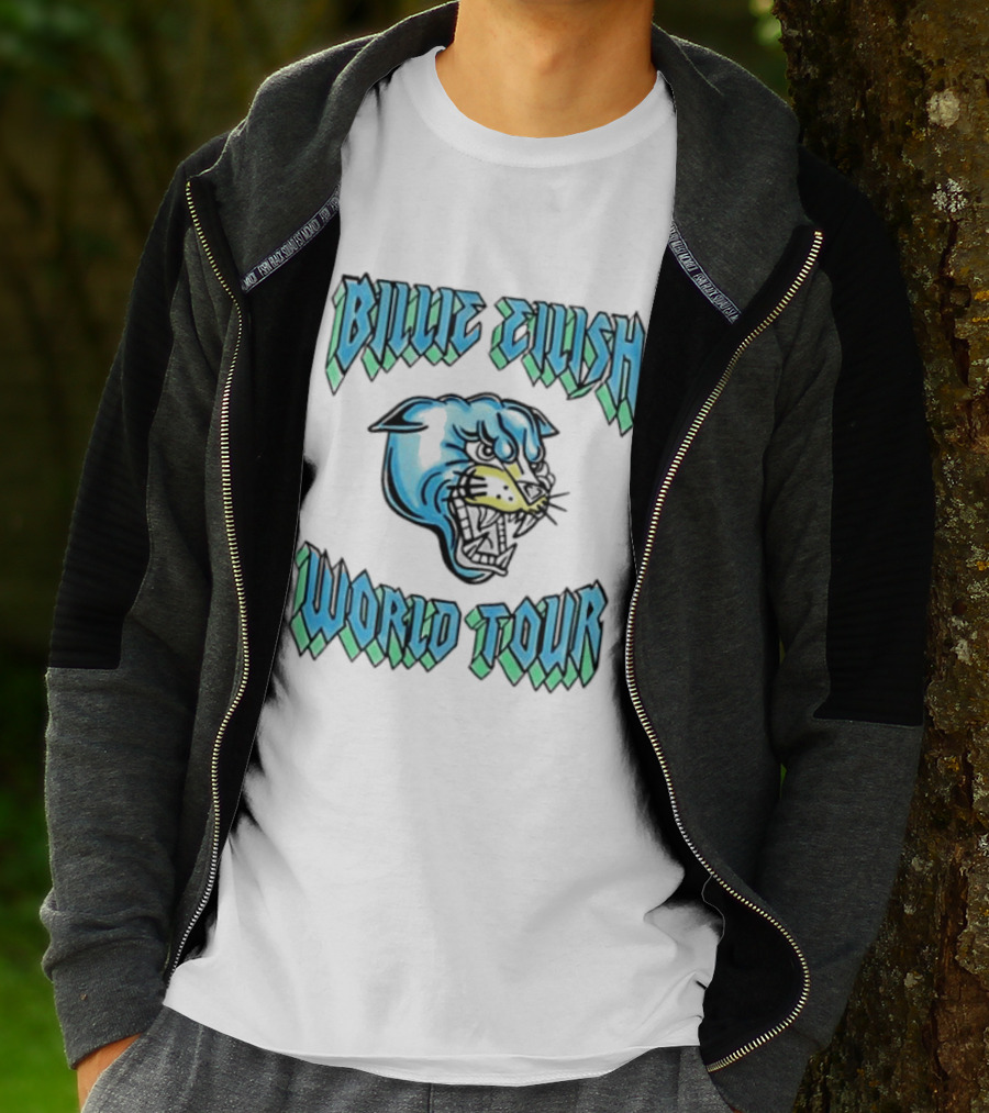 Billie Eilish World Tour Blue Panther Head T-Shirt