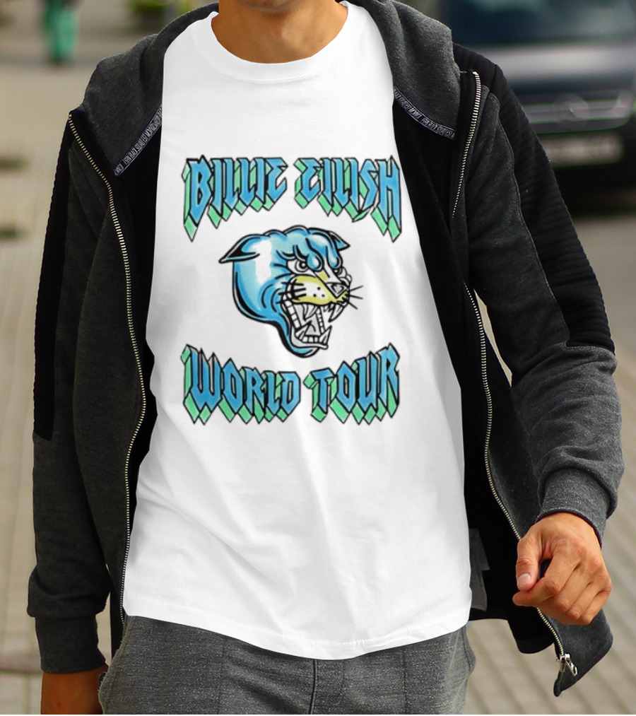 Billie Eilish World Tour Blue Panther Head T-Shirt