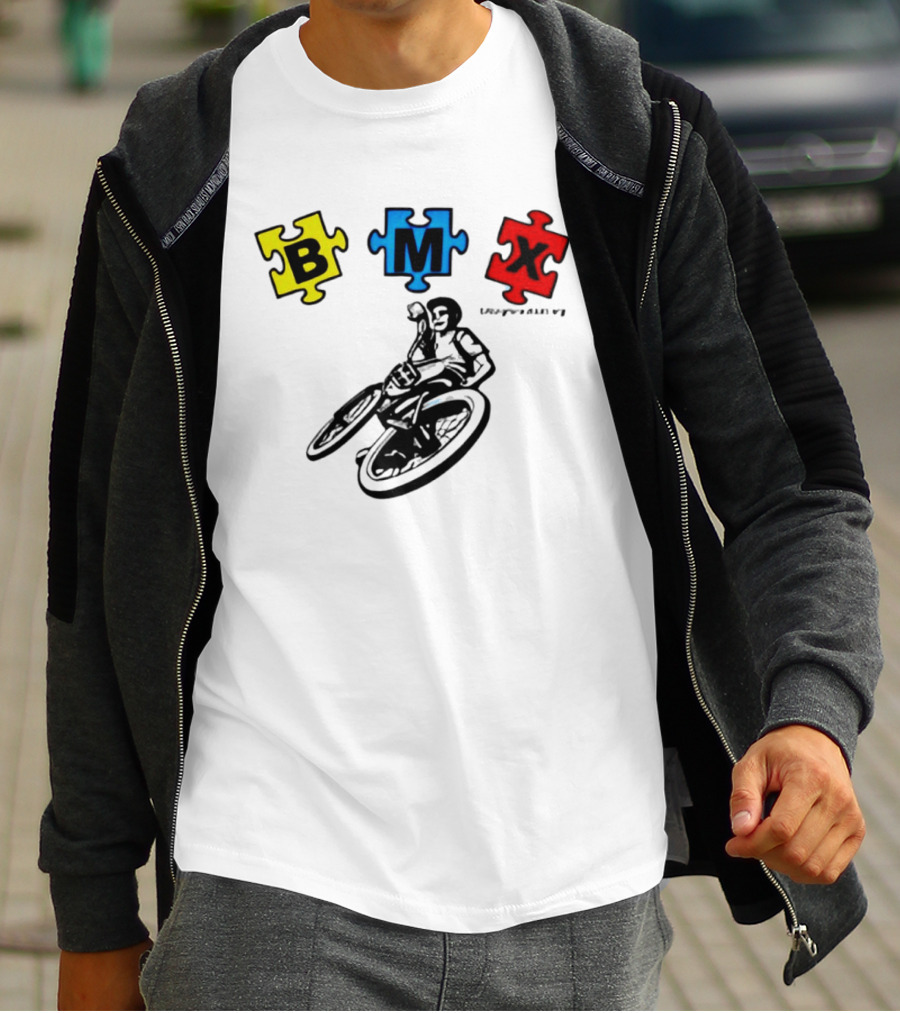BMX Puzzle Pieces Bike Rider Autism T-Shirt