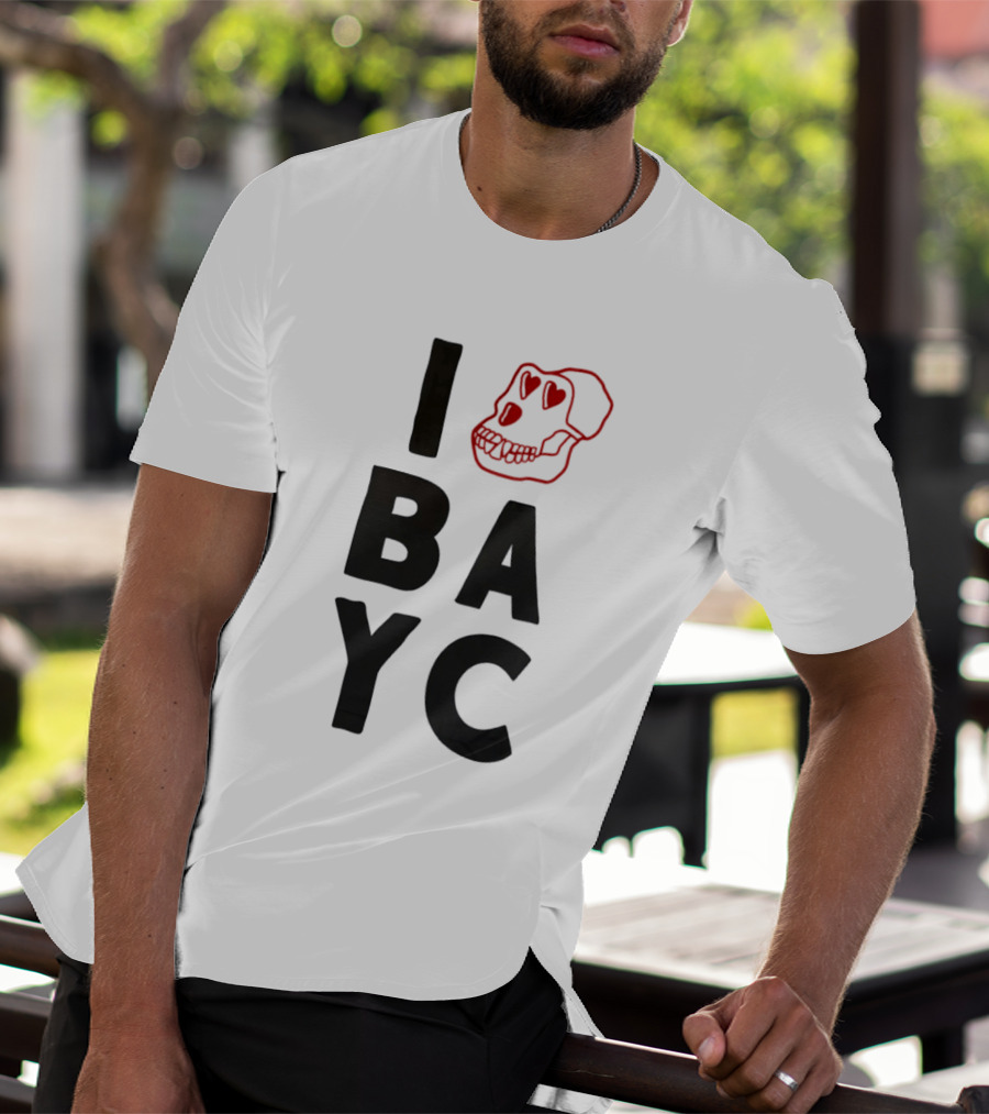 I Love BAYC Red Heart Eyed Skull T-Shirt