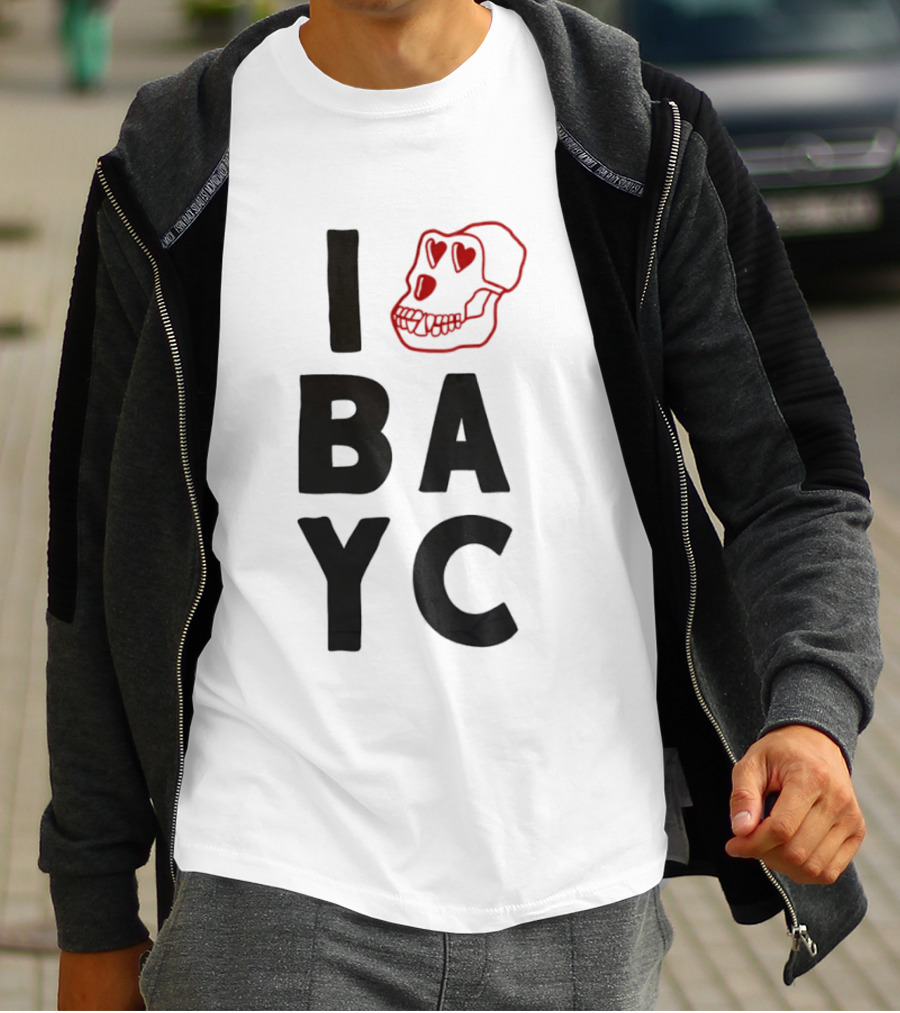 I Love BAYC Red Heart Eyed Skull T-Shirt