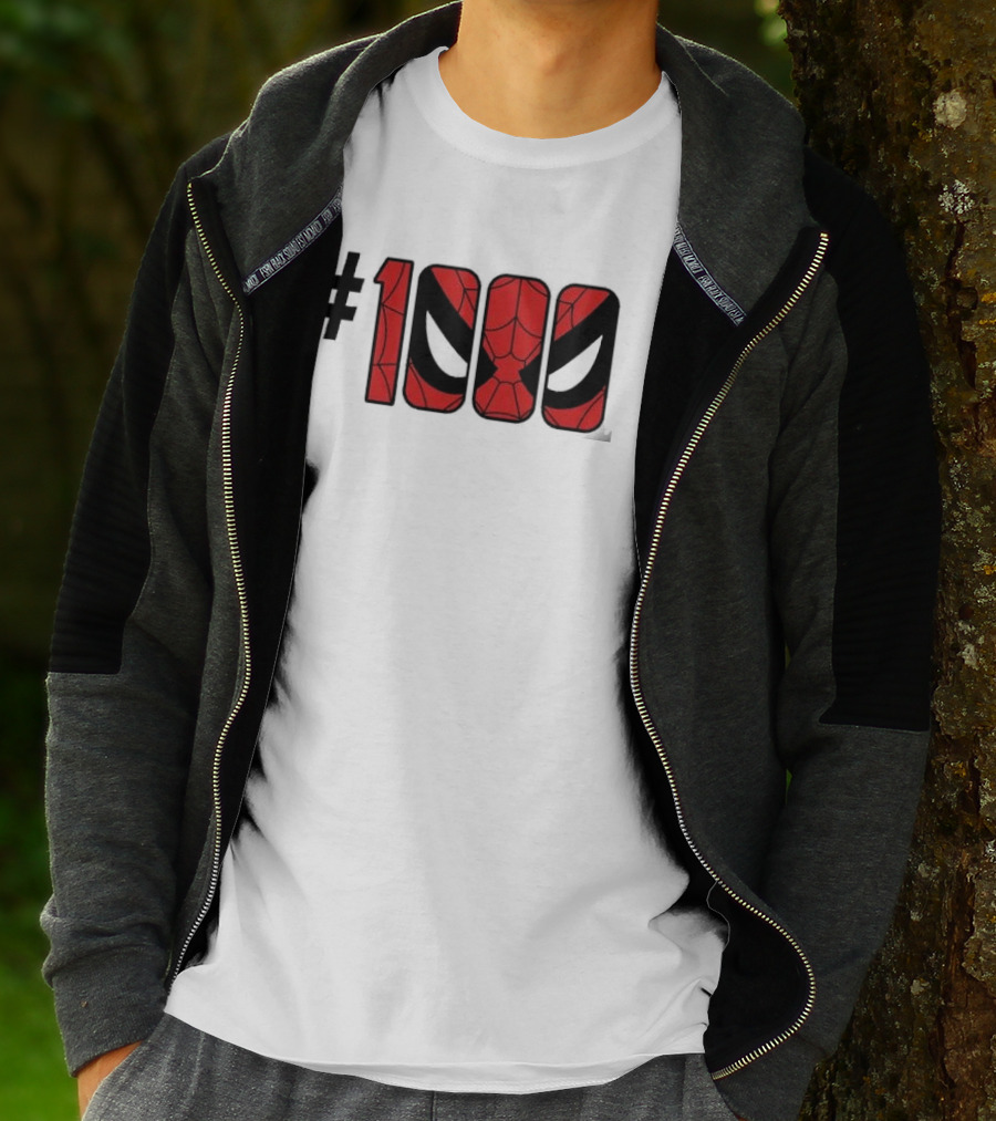 #1000 Spider Man Mask Red Web T-Shirt