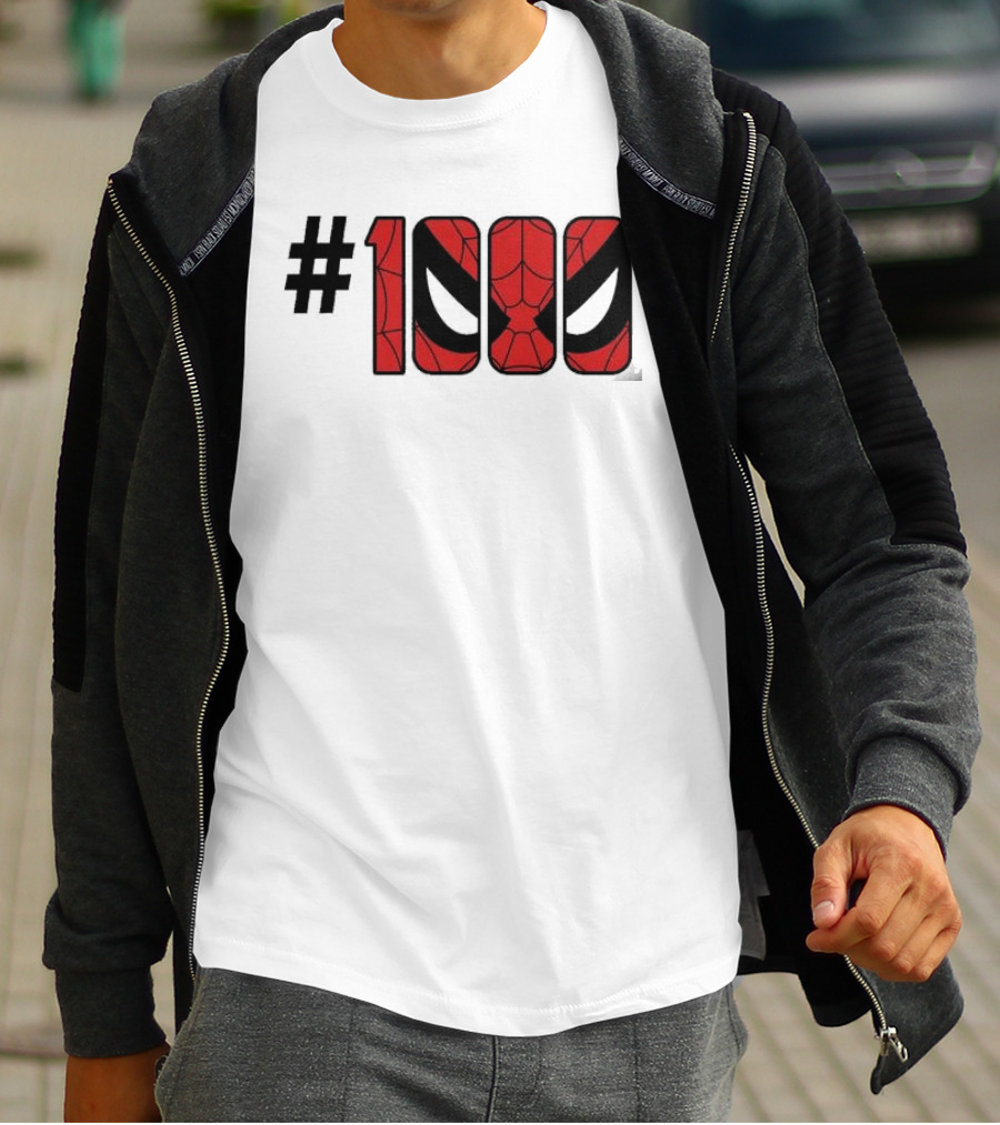 #1000 Spider Man Mask Red Web T-Shirt