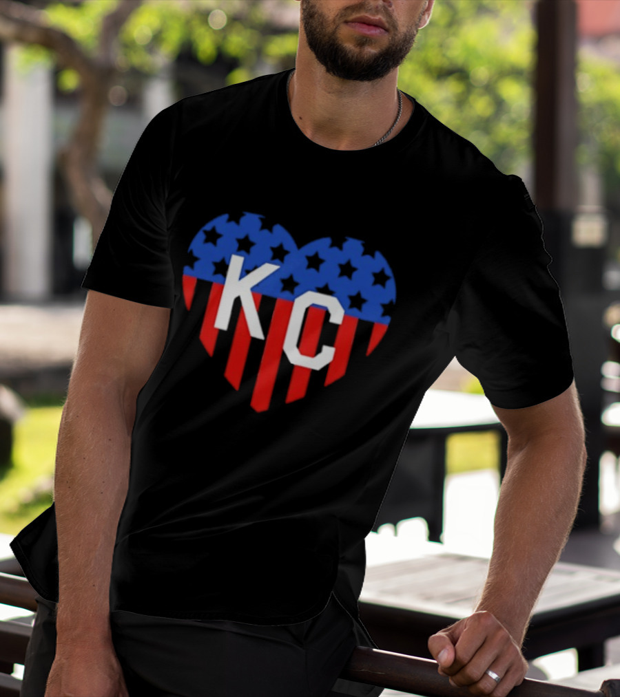 USA Stars Stripes Heart KC Kansas City T-Shirt