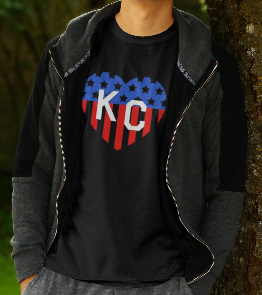 USA Stars Stripes Heart KC Kansas City T-Shirt