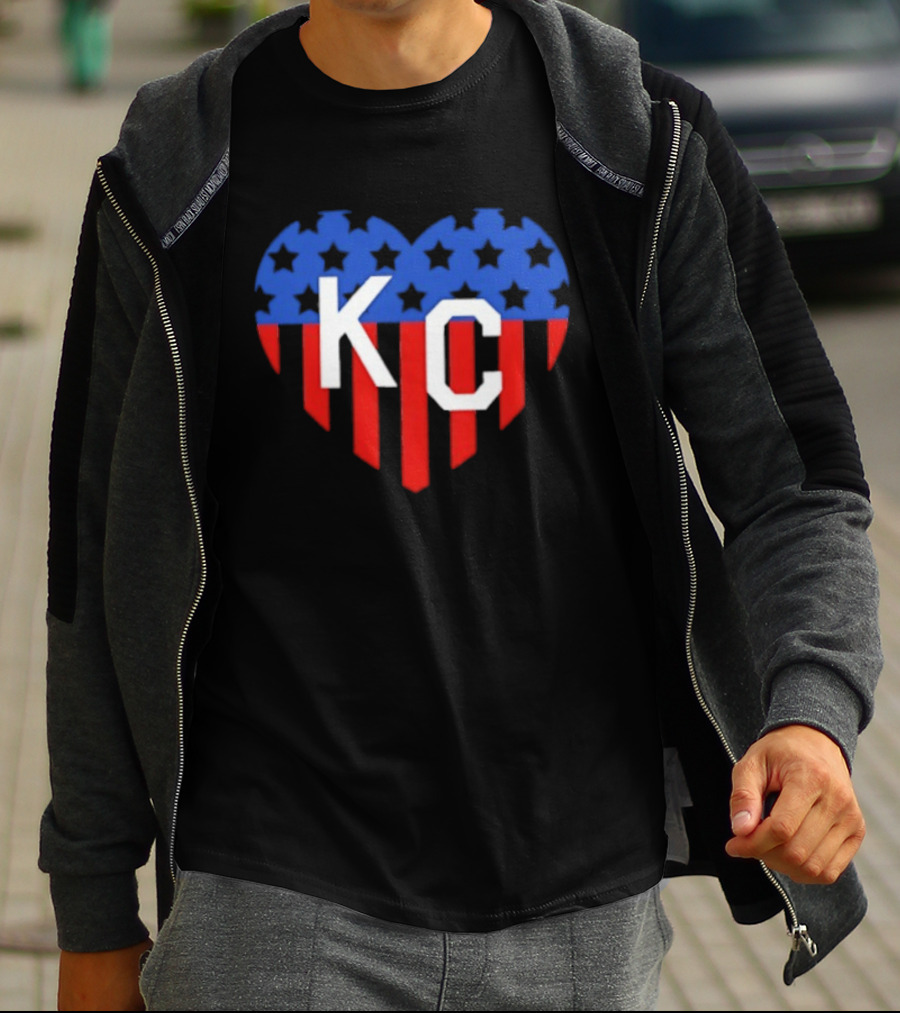 USA Stars Stripes Heart KC Kansas City T-Shirt