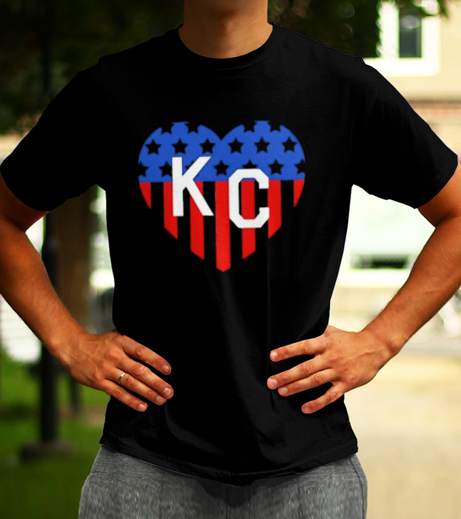 USA Stars Stripes Heart KC Kansas City T-Shirt