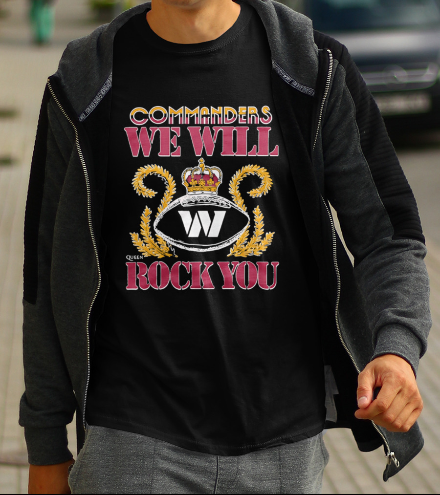 Washington Commanders Queen We Will Rock You W Emblem Crown 2026 T-Shirt