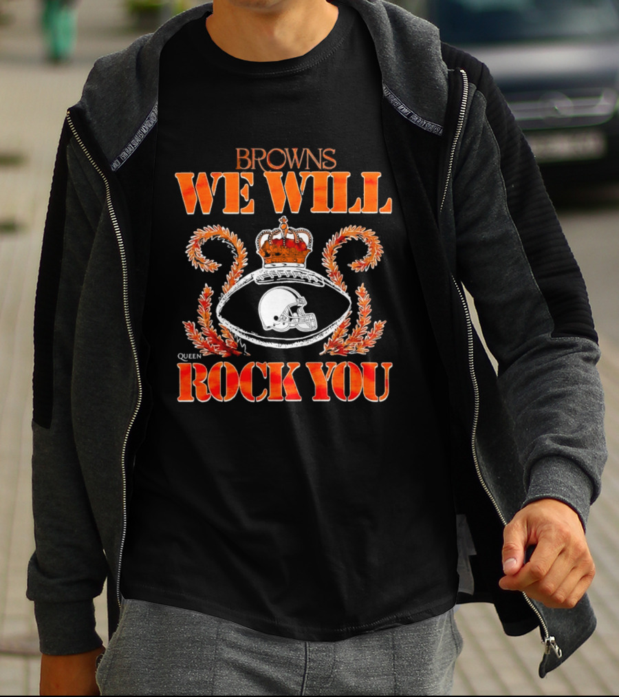 Browns We Will Rock You Queen Football Helmet Crown T-Shirt