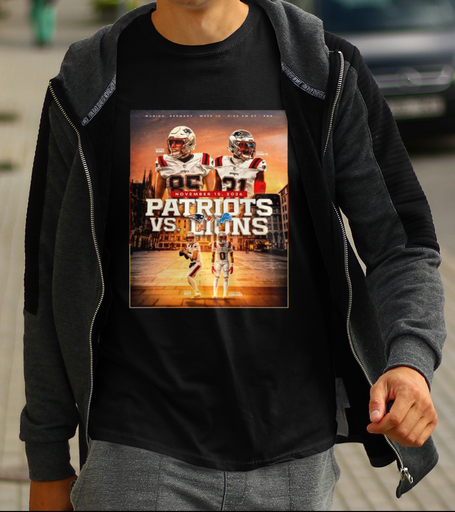 New England Patriots Vs Detroit Lions November 15 2026 Munich Germany Week 10 FOX T-Shirt