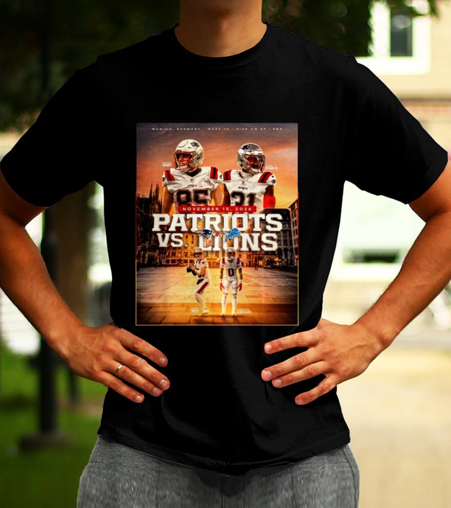 New England Patriots Vs Detroit Lions November 15 2026 Munich Germany Week 10 FOX T-Shirt