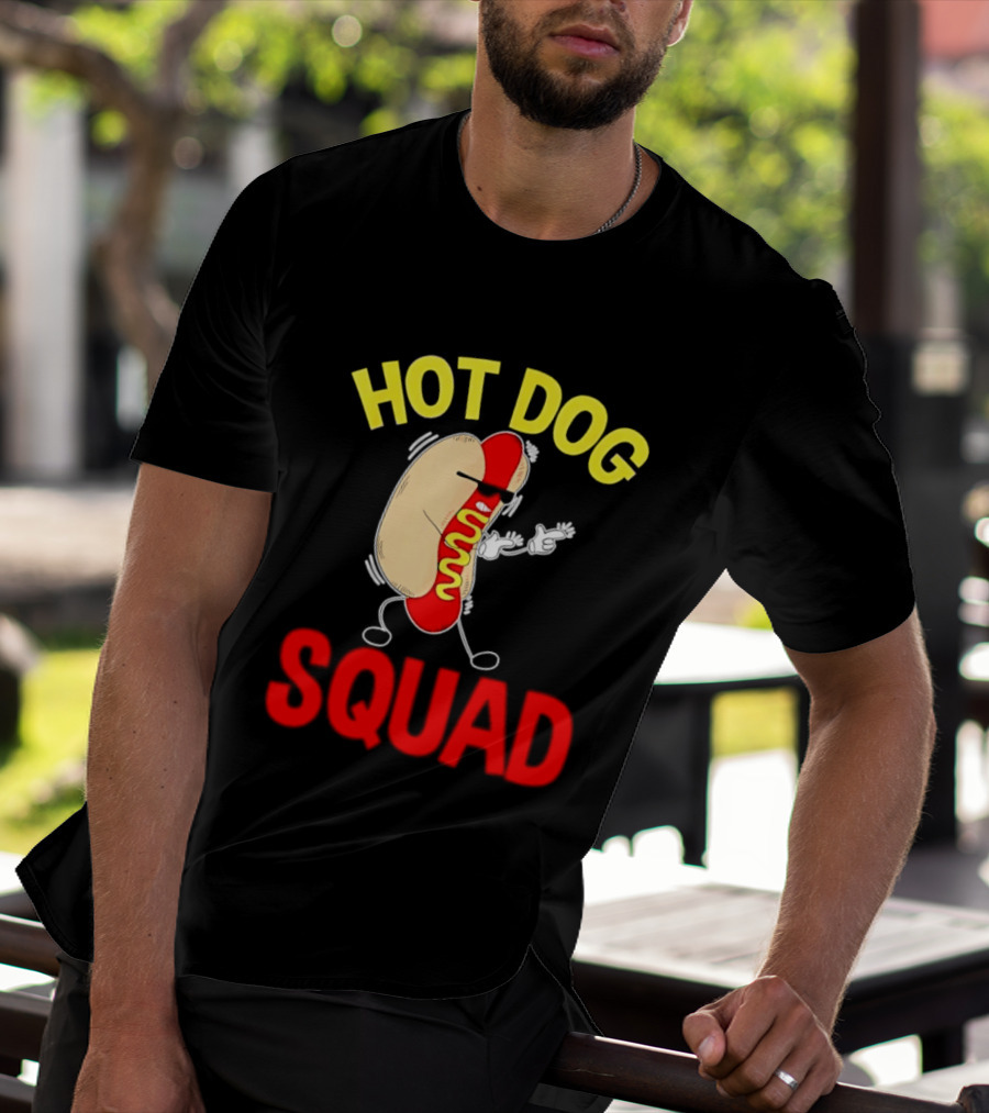 Hot Dog Squad Funny Cartoon Mustard Enthusiasts T-Shirt